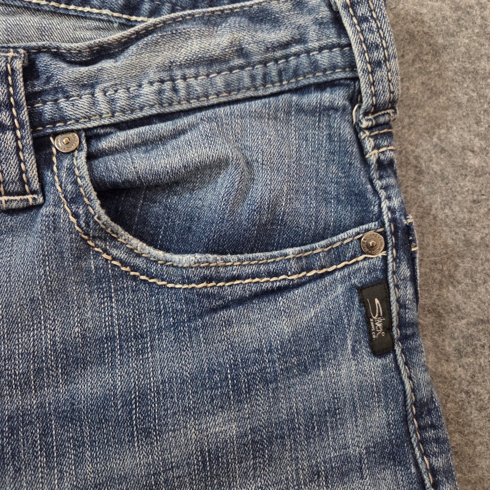 Silver Jeans Craig Relaxed Straight Jeans Mens 34x34 Medium Wash Stretch Denim - Picture 6 of 10